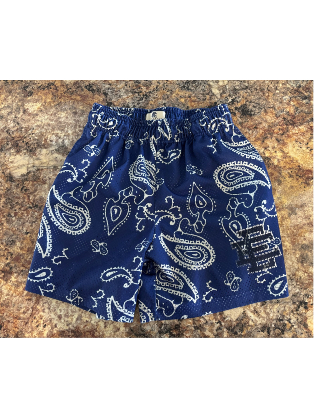 Eric Emanuel Royal Paisley Mesh Shorts Blue Size M